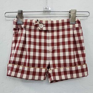 NWT GUCCI Toddler Girl Wool Plaid Shorts  Red and White Size 3-6 Months